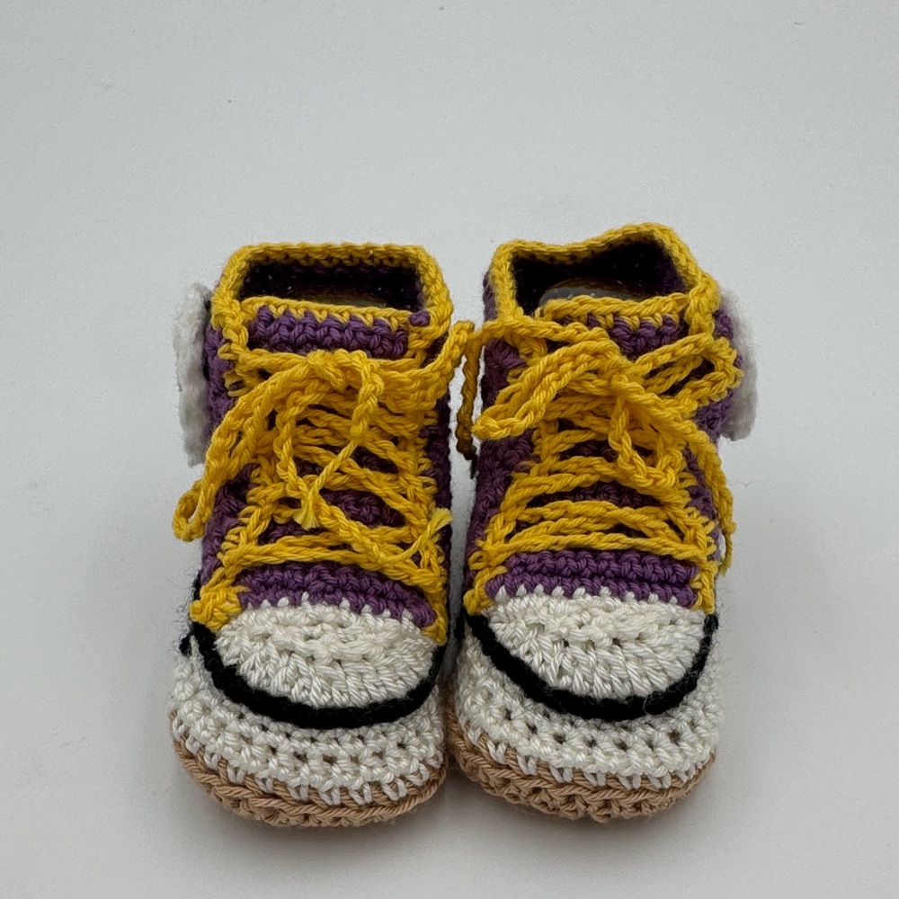 LA Lakers Purple and Yellow Kids Crochet Sneakers - Picture 3 of 6